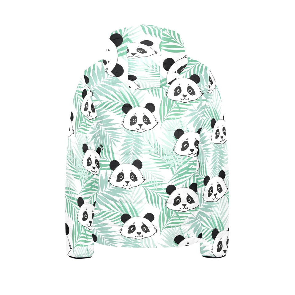 Panda pattern tropical leaves background Kids' Boys' Girls' Padded Hooded Jacket