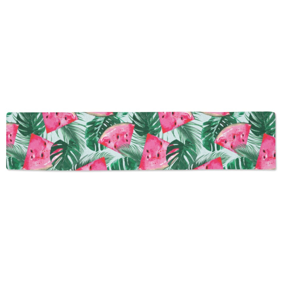 Watermelons tropical palm leaves pattern Table Runner