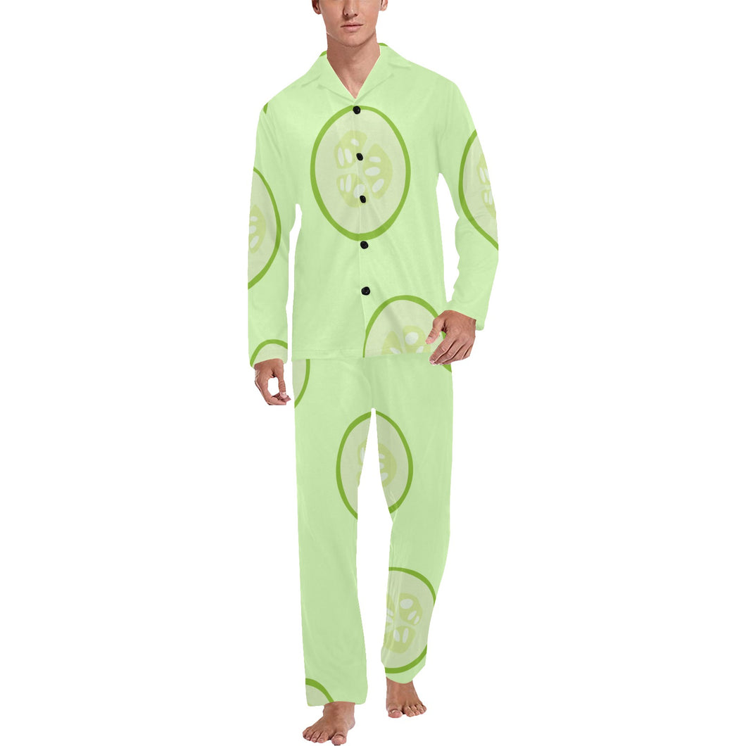 Cucumber pattern Men's Long Pajama Set