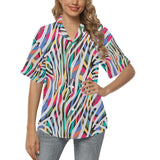 Colorful zebra skin pattern Women's All Over Print Hawaiian Shirt