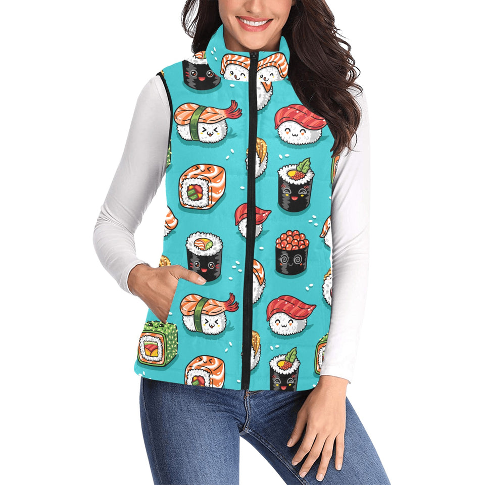 Cute sushi pattern Women's Padded Vest