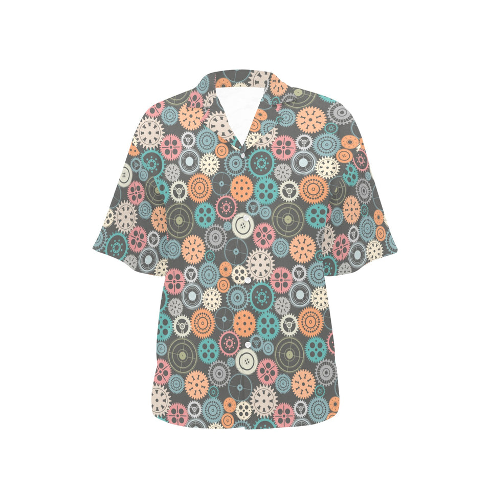 Gear Pattern Print Design 05 Women's All Over Print Hawaiian Shirt