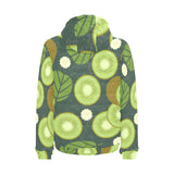 Whole sliced kiwi leave and flower Men's Padded Hooded Jacket