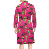 Alien Pattern Print Design 03 Men's Long Sleeve Belted Night Robe
