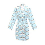 Swordfish Pattern Print Design 01 Women's Long Sleeve Belted Night Robe