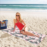 Zebra pink flower background Beach Towel