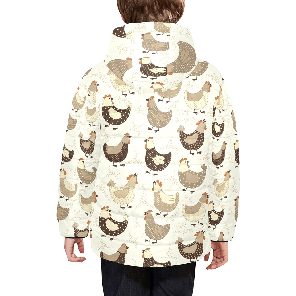 Cute rooster chicken cock Kids' Boys' Girls' Padded Hooded Jacket