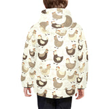 Cute rooster chicken cock Kids' Boys' Girls' Padded Hooded Jacket