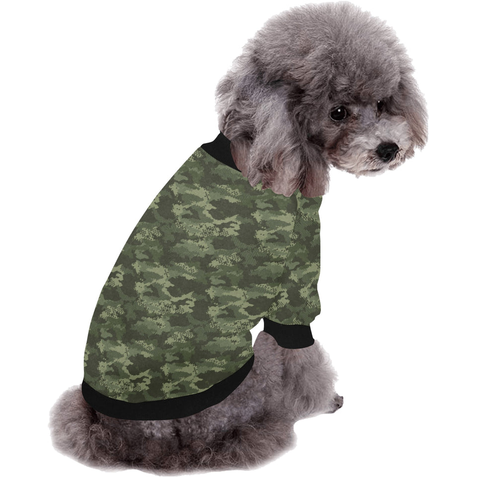 Digital Green camouflage pattern All Over Print Pet Dog Round Neck Fuzzy Shirt