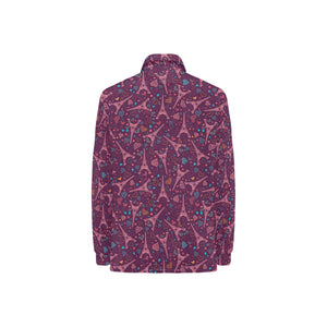Eiffel Tower Heart Pattern Print Design 04 Women's Long Sleeve Polo Shirt