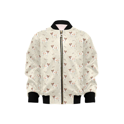 Jack Russel Pattern Print Design 02 Kids' Boys' Girls' Bomber Jacket