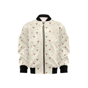 Jack Russel Pattern Print Design 02 Kids' Boys' Girls' Bomber Jacket