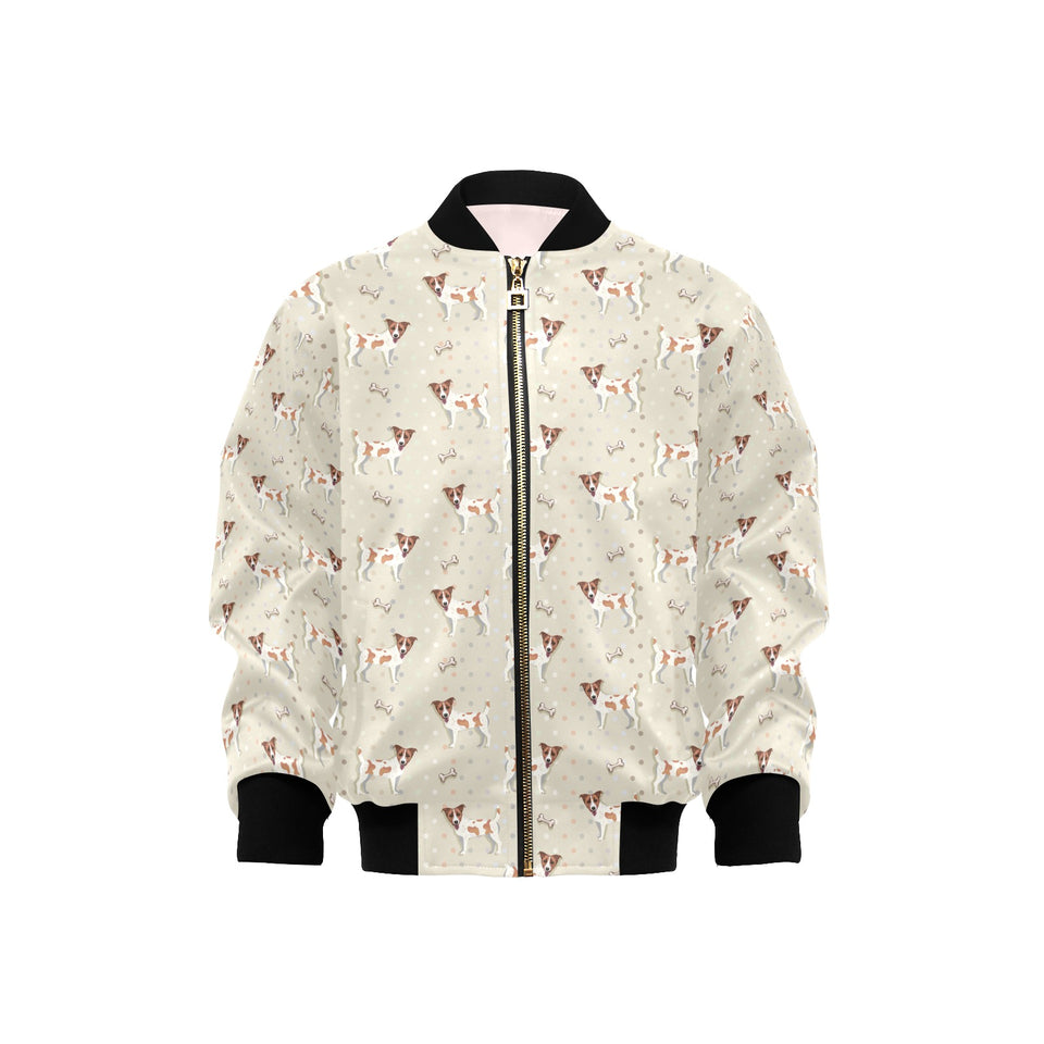 Jack Russel Pattern Print Design 02 Kids' Boys' Girls' Bomber Jacket