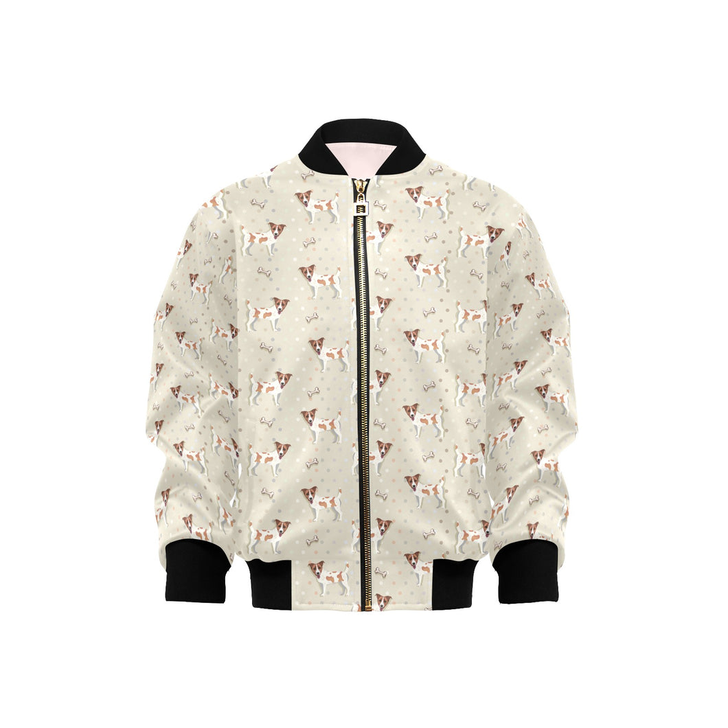 Jack Russel Pattern Print Design 02 Kids' Boys' Girls' Bomber Jacket