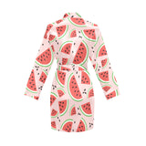 Watermelon pattern Women's Long Sleeve Belted Night Robe