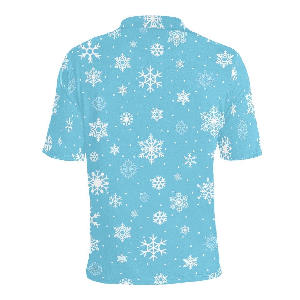 Snowflake pattern blue background Men's All Over Print Polo Shirt