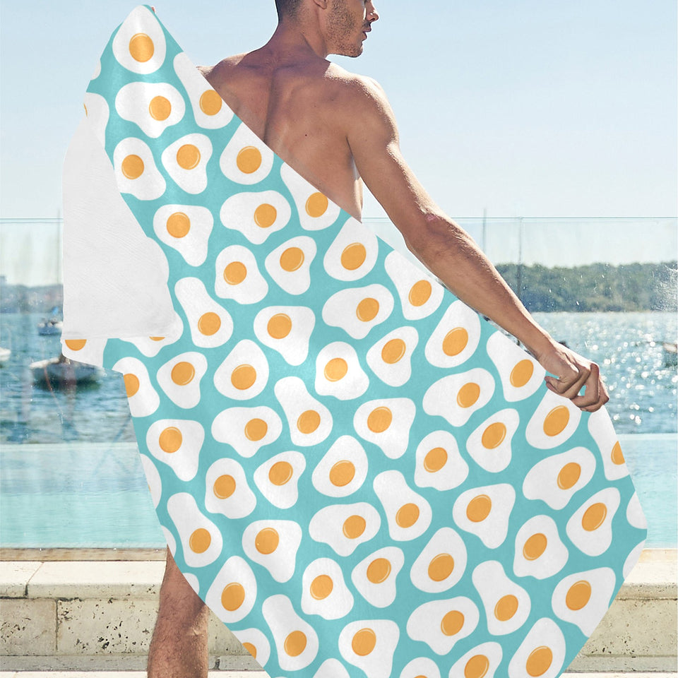 Fried Eggs Pattern Print Design 04 Beach Towel
