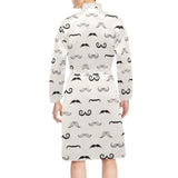 Mustache Beard Pattern Print Design 05 Men's Long Sleeve Belted Night Robe