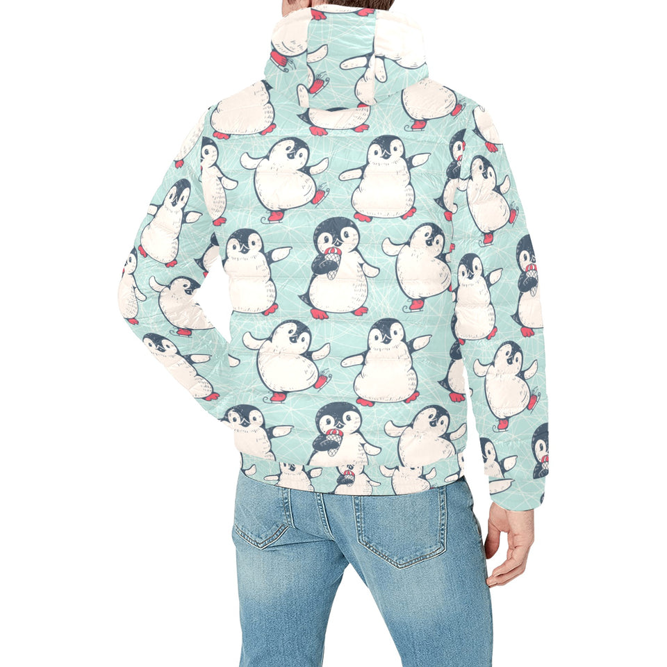 Cute Penguin pattern Men's Padded Hooded Jacket
