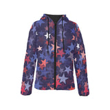Red blue star pattern Women's Padded Hooded Jacket