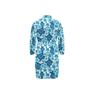 Hibiscus Pattern Print Design 03 Men's Long Sleeve Belted Night Robe