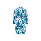 Hibiscus Pattern Print Design 03 Men's Long Sleeve Belted Night Robe