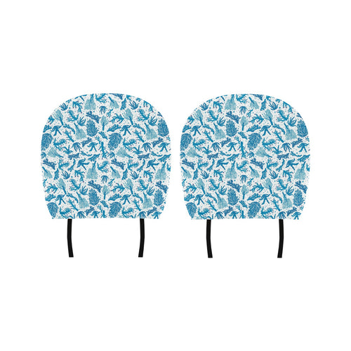 Coral Reef Pattern Print Design 01 Car Headrest Cover