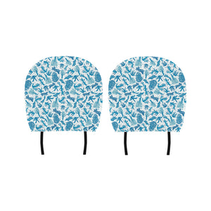 Coral Reef Pattern Print Design 01 Car Headrest Cover