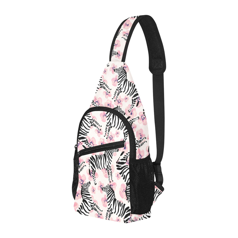 Zebra pink flower background All Over Print Chest Bag