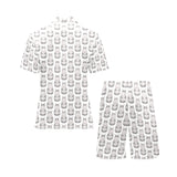 Hippopotamus Pattern Print Design 05 Men's V-Neck Short Pajama Set