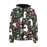 Unicorns forest background Men's Padded Hooded Jacket