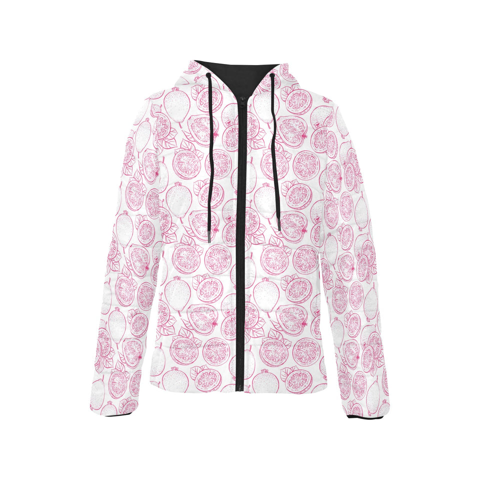 Sketch guava pattern Women's Padded Hooded Jacket