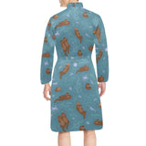 Sea otters pattern Men's Long Sleeve Belted Night Robe