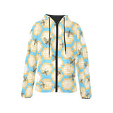 Bee honeycomb pattern Women's Padded Hooded Jacket