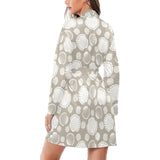 Scallop shell pattern Women's Long Sleeve Belted Night Robe