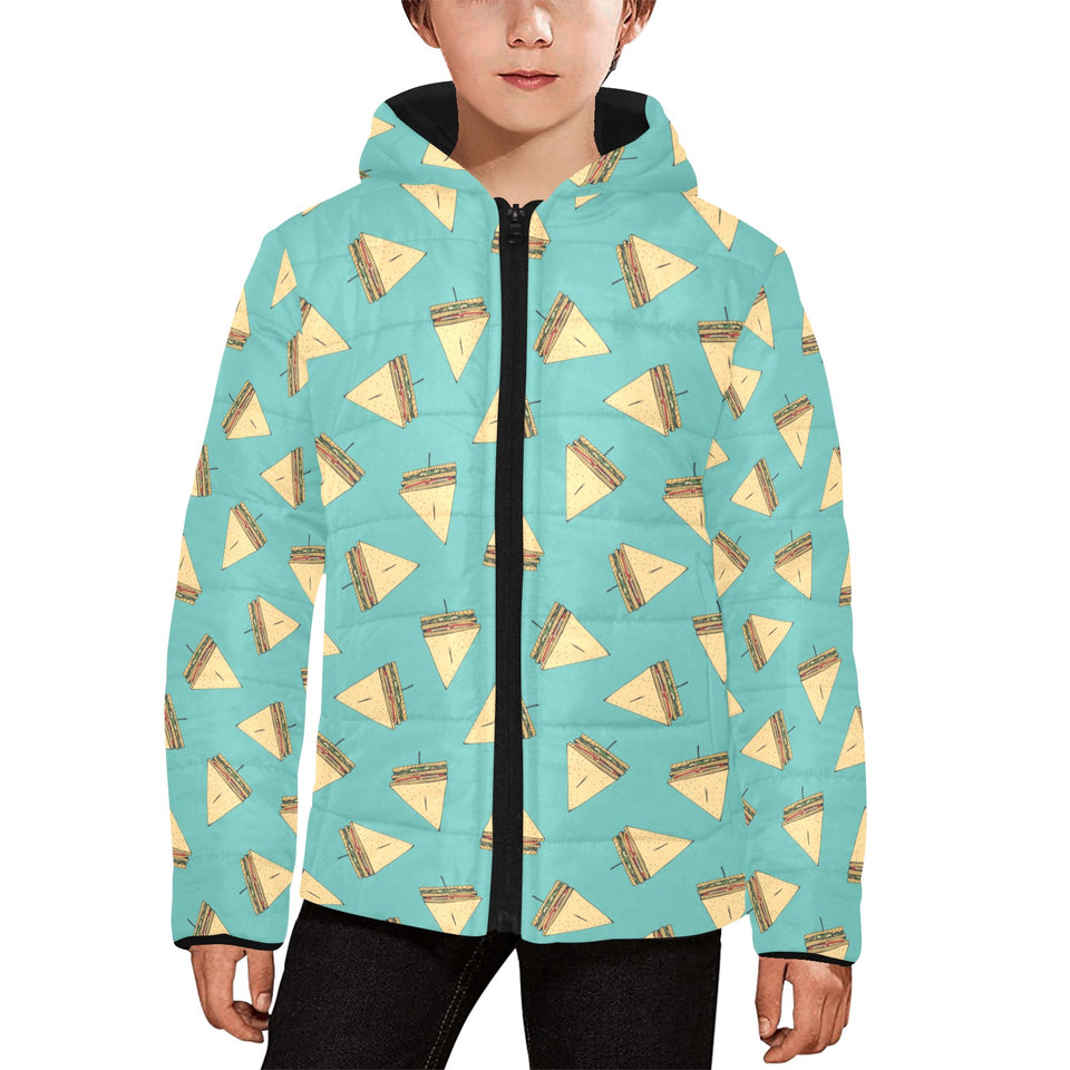 Sandwich Pattern Print Design 03 Kids' Boys' Girls' Padded Hooded Jacket