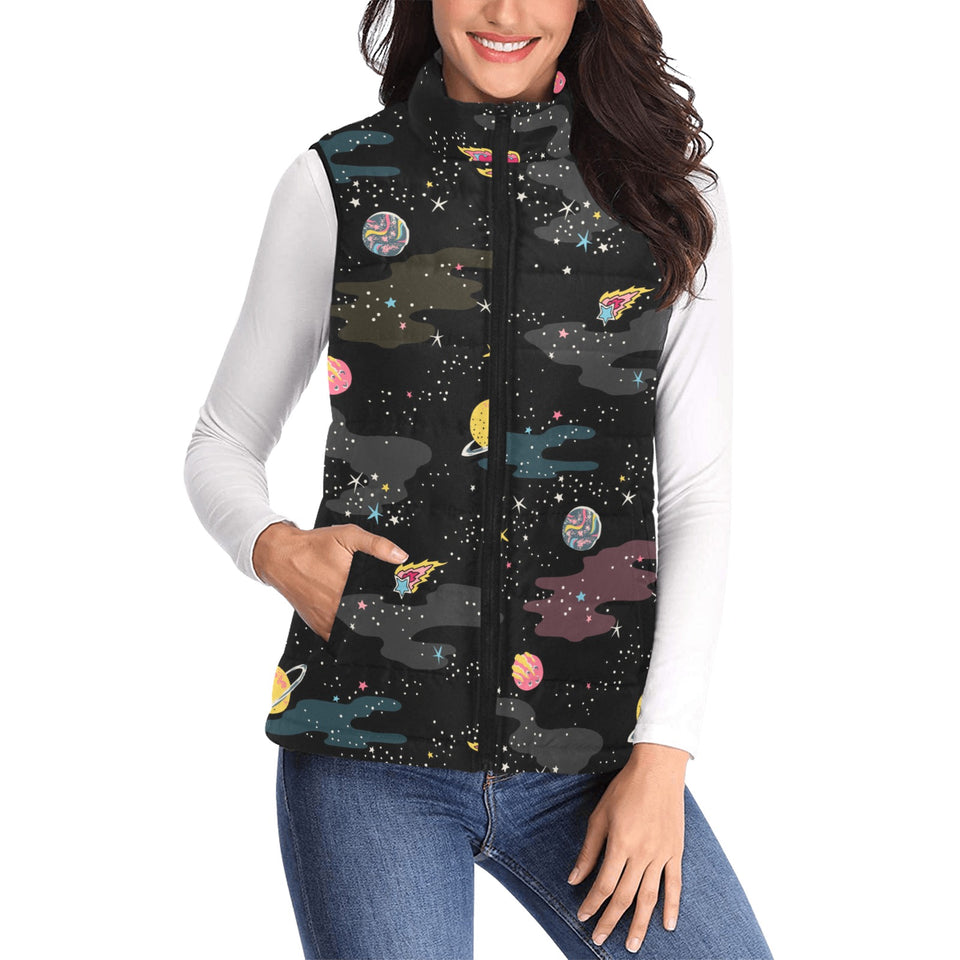 space pattern Women's Padded Vest
