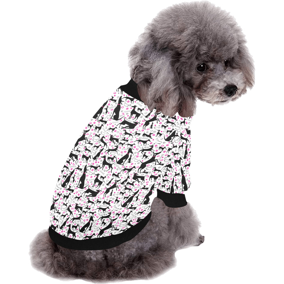 Greyhound Pattern Print Design 02 All Over Print Pet Dog Round Neck Fuzzy Shirt