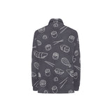 sushi pattern black background Women's Long Sleeve Polo Shirt