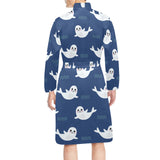 Cute white baby sea lion seal pattern Men's Long Sleeve Belted Night Robe