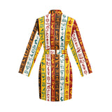 Egypt Hieroglyphics Pattern Print Design 01 Women's Long Sleeve Belted Night Robe
