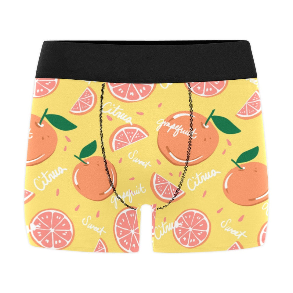 Grapefruit yellow background Men's All Over Print Boxer Briefs Men's Underwear