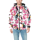 Toucan flower design pattern Men's Padded Hooded Jacket