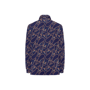 Eggplant Pattern Print Design 04 Women's Long Sleeve Polo Shirt