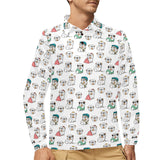 English Bulldog Pattern Print Design 03 Men's Long Sleeve Polo Shirt