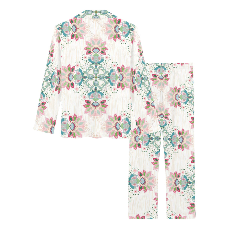 Square floral indian flower pattern Women's Long Pajama Set