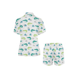 watercolor crocodile pattern Women's V-Neck Short Pajama Set