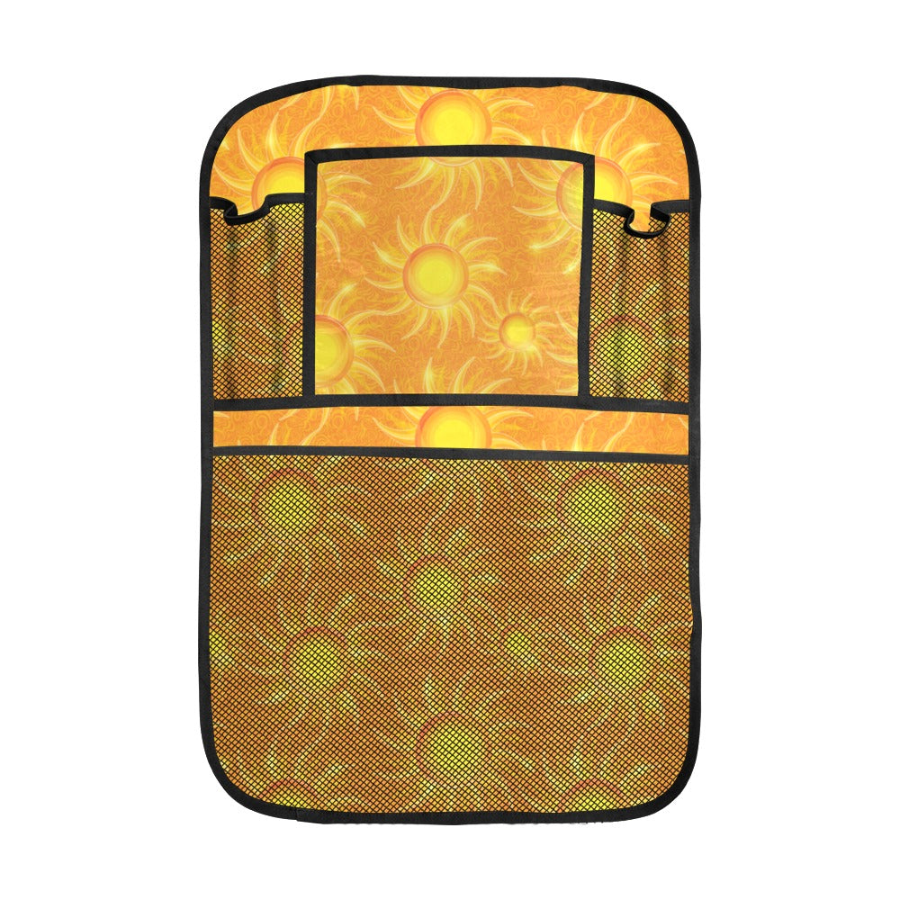 Sun orange background Car Seat Back Organizer