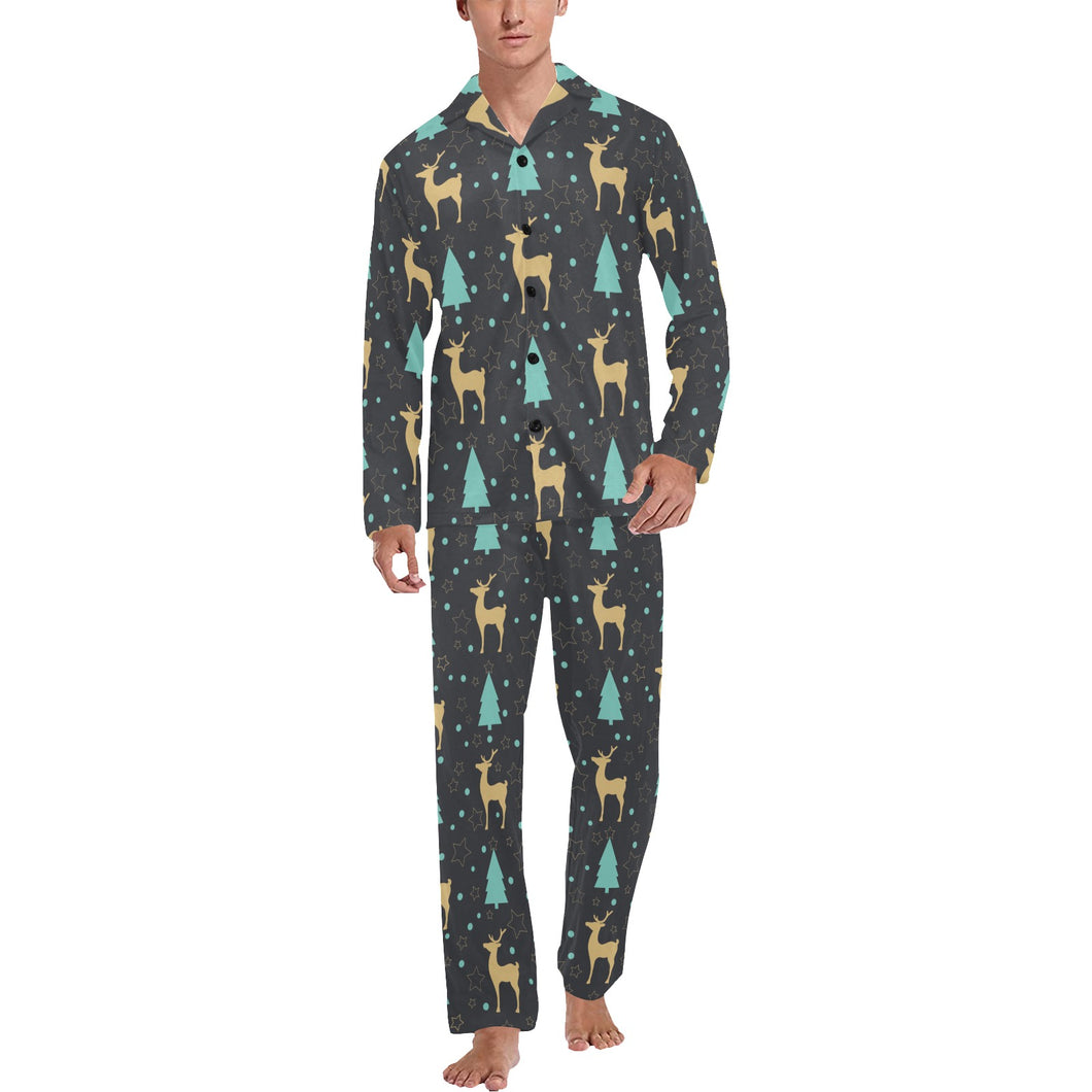 Deers star tree pattern Men's Long Pajama Set