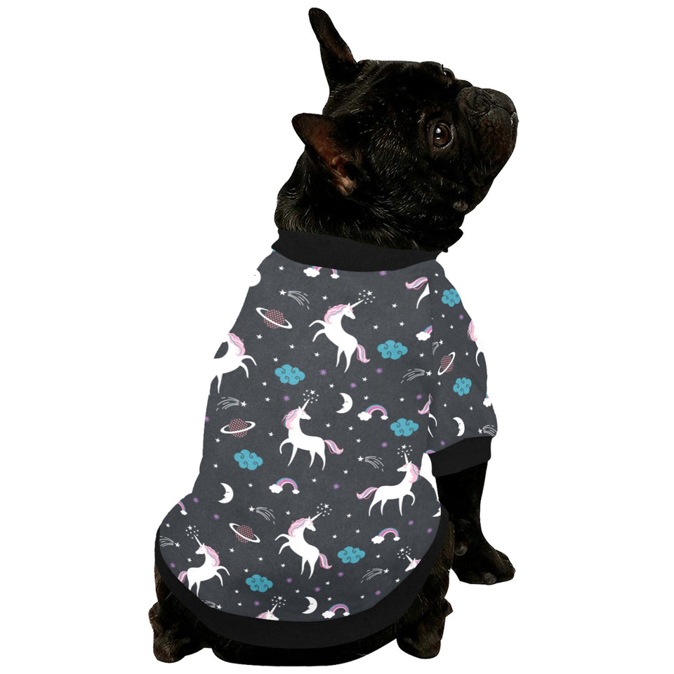 unicorn rainbows moon clound star pattern All Over Print Pet Dog Round Neck Fuzzy Shirt